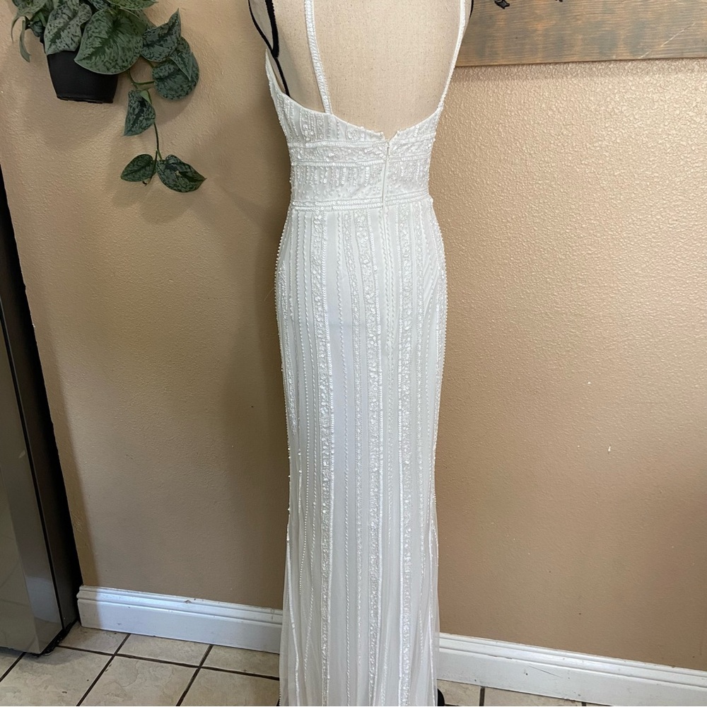 NWOT Lulus Stunning Vow White Beaded Sequin Maxi Dress - Picture 11 of 14